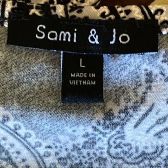 Sami & Jo Boho Paisley Scoop Neck Short Sleeve Tunic Top Size L - Picture 5 of 7